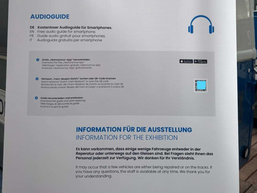 Tram Museum Zürich Audioguides im Tram-Museum
